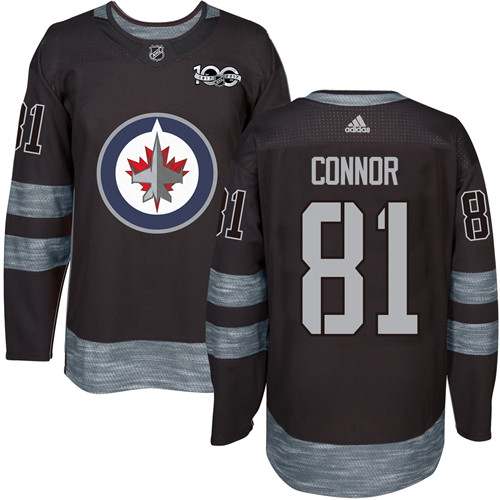Adidas Jets #81 Kyle Connor Black 1917-100th Anniversary Stitched NHL Jersey